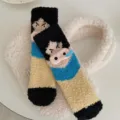 Warme und gemütliche dicke Korallenvlies-Winterschlafsocken mit süßem Schweinedesign - Einheitsgröße / Schwarz