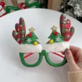 Cute festive Christmas reindeer antler and tree glasses frame for party photo props. - Green Glasses Christmas Tree Style