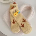 Weiche gelbe Korallenvlies-Socken mit süßem Entendesign für den Winter - Einheitsgröße / Gelb
