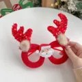 Festive red Christmas reindeer antler glasses frame with Santa decoration for holiday parties - Red Antlers Santa Claus Style