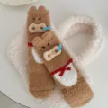Warme braune Cartoon-Schwein Korallenfleece-Winterschlaf-Socken mit Tiermotiv - Einheitsgröße / Teddybraun
