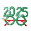 Festive green glitter 2025 glasses frame for Christmas and New Year party photo props - 2025 New Year Glasses-Green