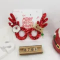 Red sequin reindeer antler Christmas glasses frame for party props - Santa Claus Glasses-Red