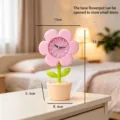 Creative pink flower desk clock for students with hidden storage base, 23.6cm tall - Flower Alarm Clock (Silent Style) / Pink