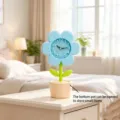 Creative light blue flower desk alarm clock with a hidden storage base for student bedside - Flower Alarm Clock (Silent Style) / Blue