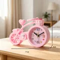 Sveglia creativa rosa a forma di bicicletta per il comodino degli studenti, 17 cm - Stile Bicicletta Coreana / 18x12x6cm (150g) / Rosa