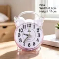 Sveglia al quarzo rosa trasparente per studenti, design classico, altezza di 11 cm - Mini Sveglia Rotonda / 11.5*9*5cm / Rosa