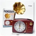 Orologio da tavolo creativo stile fonografo vintage con portapenne per studenti - Stile portapenne fonografo / 13*8*7.5cm / colore venatura del legno