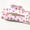 Pince à cheveux rose élégante avec un motif floral rouge délicat pour femmes. - Carré de Fleur