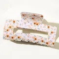 Élégante pince à cheveux à motif floral avec de petites fleurs orange pour femmes - Pince Carrée à Fleurs Oranges