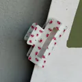 Pince à cheveux carrée blanche élégante avec des motifs floraux rouges pour femmes - Pince Carrée aux Roses Rouges