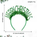 Green glitter Merry Christmas headband with tinsel for holiday parties and New Year events. - Happy Christmas Style / Green