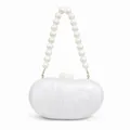 Elegante witte acryl avondtas in boonvorm met parelhandvat voor formele gelegenheden - Wit (Marmertextuur + Parelhandvat)