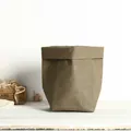 Minimalist brown washable kraft paper storage bag for home organization and plant pot - Dark Green