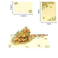 Handmade 3D pop-up greeting card featuring a yellow floral bouquet with dimensions shown - Prosperity and Fortune (Osmanthus Theme)