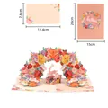 3D pop-up greeting card featuring a floral arch and twin deer with dimensions shown - Deer Head