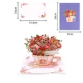 3D pop-up greeting card with flowers in a teacup design, 20x15cm size. - Overflowing Fragrance