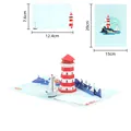 Handmade 3D pop-up lighthouse greeting card featuring sailboat waves and dimensions - Lighthouse Guidance