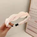 Elegant pink mesh twisted braided fabric headband French style hair accessory for women - Flat Twist Braid / Solid Orange Style