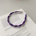 French style sweet purple braided mesh headband with a flat twist fabric design - Flat Twist Braid / Dark Purple Spiral