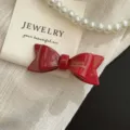 Eleganter roter Haarclip aus Acetat mit goldener France Handmade Aufschrift für Frauen - Rot