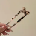 Elegant U-shaped acetate hair pin with cute cat ear design in tortoise shell pattern - Cat Head Style / Tortoise