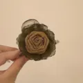 Pince à cheveux rose vintage en tissu marron et vert pour femmes, accessoire élégant - Rose Vert Thé