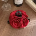 Pince à cheveux rose en tissu rouge vintage avec design élégant de style chinois - Rose Rouge