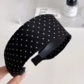 Serre-tête large élégant à pois noirs et blancs pour la coiffure des femmes - Pois Noirs