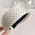 Serre-tête large chic à pois noirs et blancs pour femmes au style rétro élégant - Blanc Petit Pois