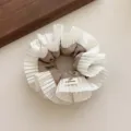 Chouchou plissé double couche blanc et kaki pour coiffure douce et élégante - Marron