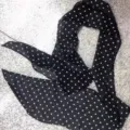 Macro view of sheer black chiffon scarf with classic white polka dot pattern - Black Polka Dot Style (ED6000464) / Black