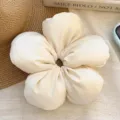 Korean style cream flower-shaped oversized scrunchie hair tie for elegant hair styling - Large Flower / Off White