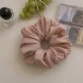 Elegant Korean style oversized solid dusty pink fabric scrunchie hair tie for women - Pink