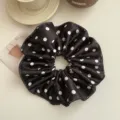Elegant oversized black and white polka dot satin scrunchie for messy bun and ponytail - Large Polka Dot / Black