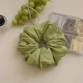Oversized green Korean style scrunchie fabric hair tie for a casual aesthetic look - Green