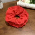 Charming large red lace scrunchie hair tie with delicate embroidery and French retro style - Red Without Ribbon