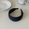 Serre-tête large élégant à pois blancs et noirs, accessoire de cheveux vintage pour femme - Pois Noir