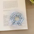 Elegant blue and white striped lace scrunchie accessory for a stylish ponytail look - Blue Striped Lace Edge Style / Blue