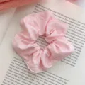 Pink oversized scrunchie with white polka dot pattern for women's hair styling - Light Pink