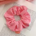Korean style oversized solid pink fabric scrunchie hair tie for women's hair styling - Peach Pink