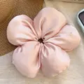 Large pink satin flower scrunchie hair tie, elegant floral hair accessory for women. - Large Flower / Pink