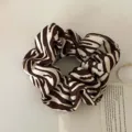 Zebra pattern scrunchie hair tie in brown and white for elegant Korean hair styling - Zebra Print / Brown