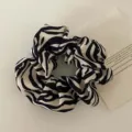 Stylish black and white zebra pattern hair scrunchie with a modern Korean design - Zebra Print / Black