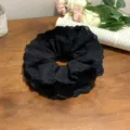 Elegant black four-layer lace adjustable scrunchie hair tie for women's styling - Black Without Ribbon