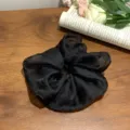 Chouchou élégant en satin noir à pois pour coiffure femme accessoire - À Pois en Résille Noir (5793830752904) / Noir