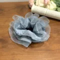 Süßer hellblauer Organza-Haargummi mit elegantem Fächer-Rock-Design für Damen - Netzbesatz / Blau