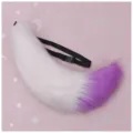 Large white and purple plush cosplay fox wolf tail accessory with adjustable strap - 9cm Long Fur Fox Tail - White and Purple