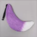 Plush cosplay fox tail prop with strap, purple and white gradient long hair anime accessory. - 9cm Long Fur Fox Tail - Purple and White