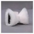 Pinces à cheveux oreilles d'animaux en peluche Lolita, fausse fourrure noire et blanche chat. - Oreilles de renard Q-01 - Blanc (Doublure noire)